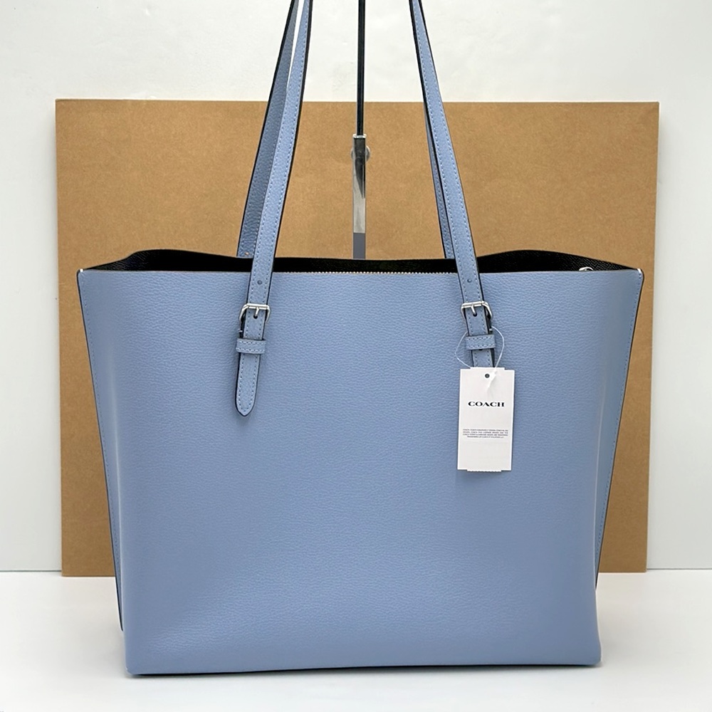 Coach 1671 Mollie Tote Leather Shoulder Bag Marble Blue color - Picture 10 of 15